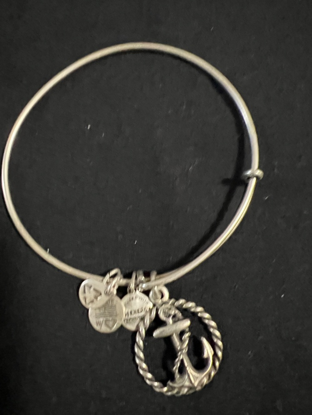 Alex and Ani Silver Anchor Charm Bangle Bracelet